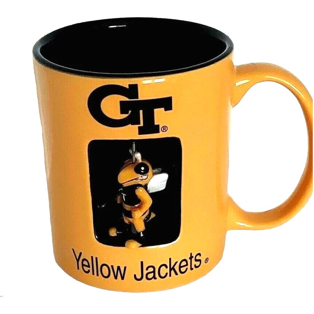Georgia Tech Yellow Jackets Cup Coffee Ceramic Mug Spinner Bee 3D Logo
